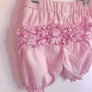 $3 💥Ruffle Bum Pants, Tiny Silver Stars, Pale Pink, Woven Pantaloon Style